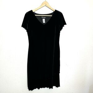 Vintage Dress Women 10 Black Velvet S.L. Fashions Fairy Goth Vampy 90s Grunge